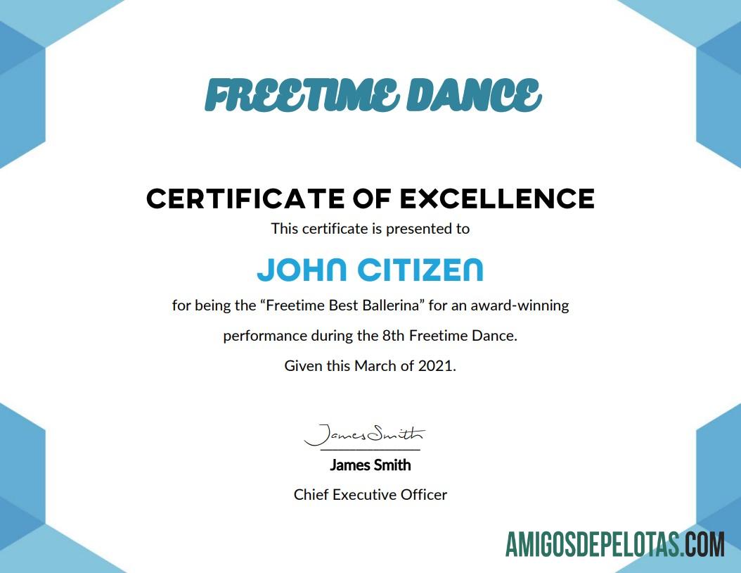 Certificado de Melhor Desempenho dos EUA modelo